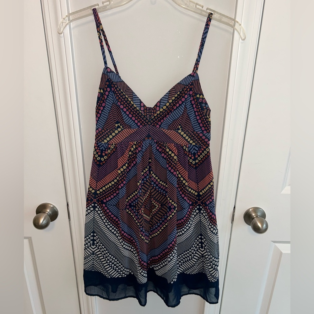 American Eagle women’s slip dress baby doll dress geometric‎ pattern blue size 0